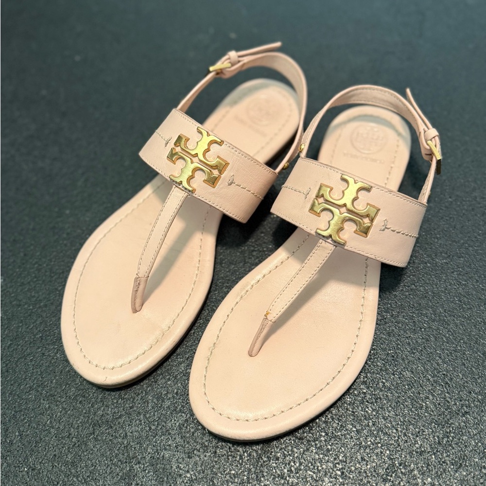 Tory Burch Gold Accent Cream/Blush Sandals